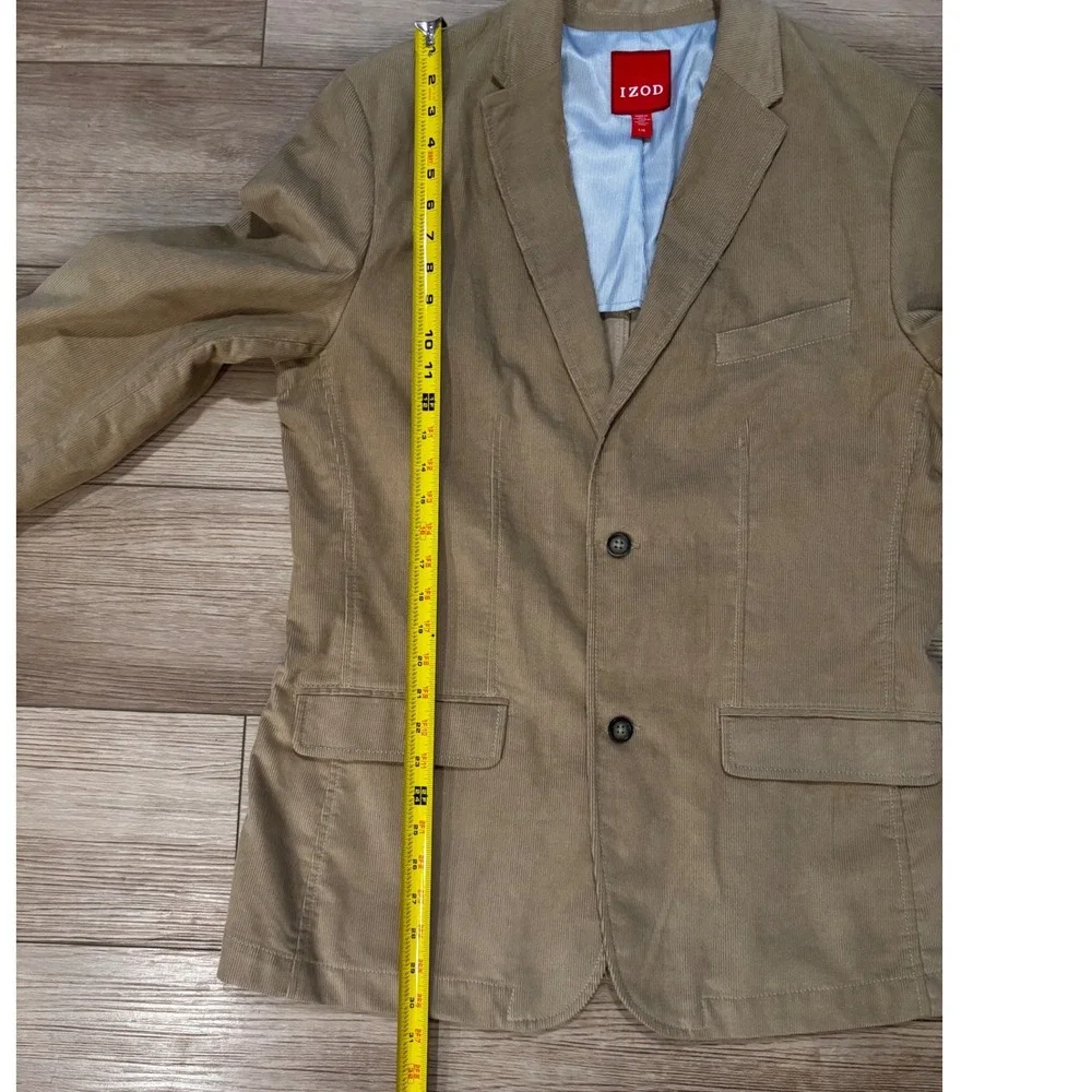IZOD Mens Tan Corduroy Blazer Sport Coat Khaki Cotton 2 Button Jacket Large